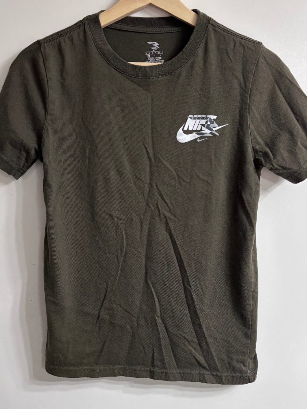 Nike 3BRAND Russell Wilson Boys Large T-Shirt Olive Green Graphic Tee K L